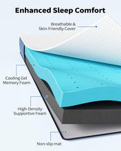 Load image into Gallery viewer, PERLECARE 3 Inch Firm Mattress Topper Queen, Cooling Gel-Infused &amp; Bamboo Charcoal Memory Foam Bed Topper for Pressure Relief, High-Density Mattress Pad with Removable Cover
