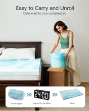 Load image into Gallery viewer, PERLECARE 4 Inch Queen Memory Foam Mattress Topper, Cooling Gel Infused Mattress Pad, Ventilated Bed Topper for Pressure Relief, CertiPUR-US Certified, Blue
